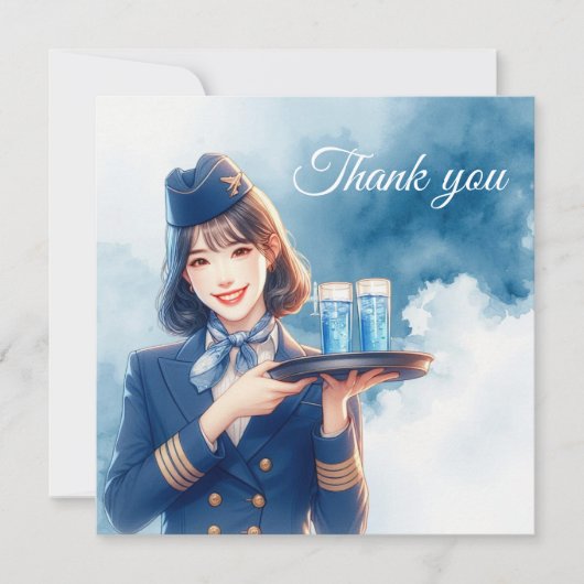 Vluchtbegeleiding Air Hostess serveert drankjes Bedankkaart (Voorkant)