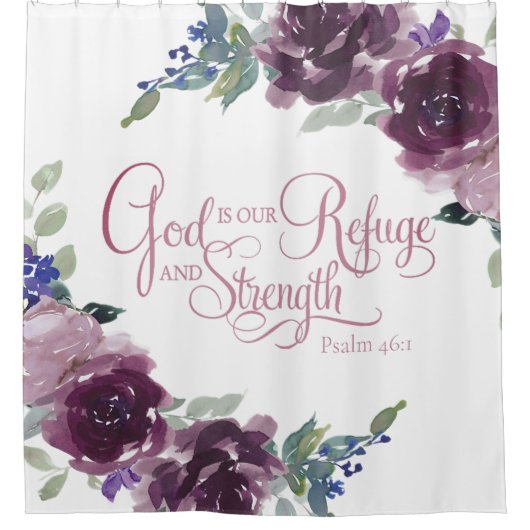 Vluchtel en sterkte paarse florale bloeding douchegordijn (Voorkant)