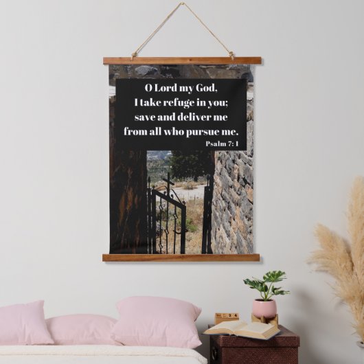 Vluchtel in godsnaam 7:1 Bijbelverse Hangend Wandkleed (Slaapkamer)