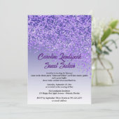 Vluchtelend Paars Glitter Sweet Sixteen Kaart (Staand voorkant)