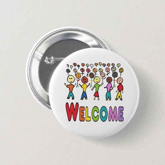 Vluchtelingen en migranten Welkom Ronde Button 5,7 Cm (Voorkant /achterkant)