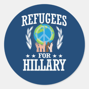 VLUCHTELINGEN VOOR HILLARY RONDE STICKER