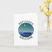 Vluchtelingen Welkom Boat Zee Rescue Justice Peace Kaart (Gele Bloem)