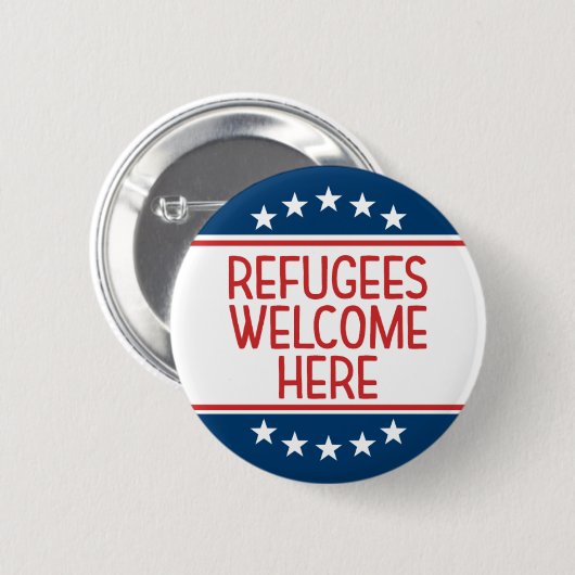 Vluchtelingen welkom hier - Anti Donald Trump Ronde Button 5,7 Cm (Voorkant /achterkant)