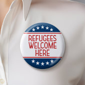 Vluchtelingen welkom hier - Anti Donald Trump Ronde Button 5,7 Cm