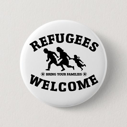 Vluchtelingen Welkom Ronde Button 5,7 Cm (Voorkant)