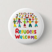 Vluchtelingen Welkom Ronde Button 5,7 Cm (Voorkant)