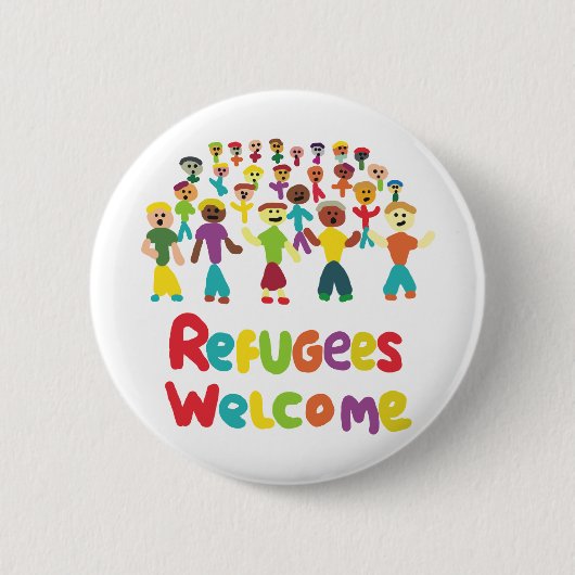 Vluchtelingen Welkom Ronde Button 5,7 Cm (Voorkant)