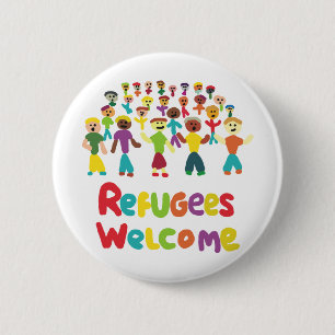 Vluchtelingen Welkom Ronde Button 5,7 Cm