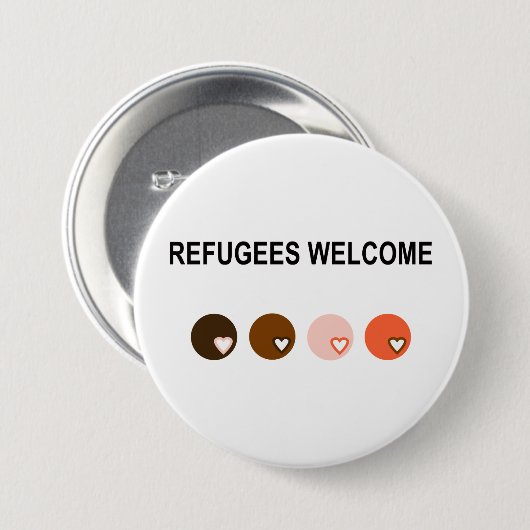Vluchtelingen welkom ronde button 7,6 cm (Voorkant /achterkant)