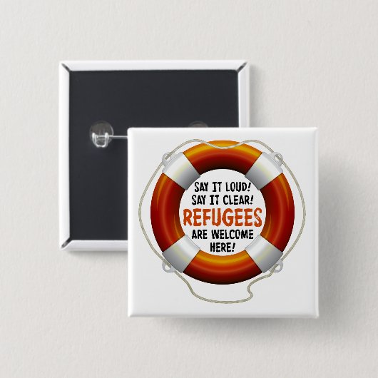 Vluchtelingen Welkom Square Button (Voorkant /achterkant)