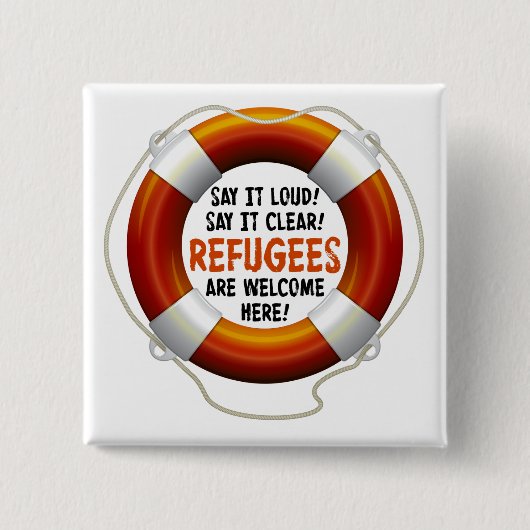 Vluchtelingen Welkom Square Button (Voorkant)