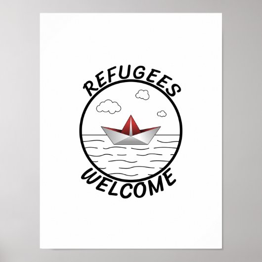 Vluchtelingen welkome protestnota Boat Refugee Gif Poster (Voorkant)