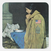 VluchtelingenThanksgiving Vierkante Sticker (Voorkant)