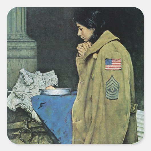 VluchtelingenThanksgiving Vierkante Sticker (Voorkant)