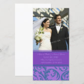 Vluchten Aankondiging Foto Kaart Teal en Paars (Voorkant / Achterkant)