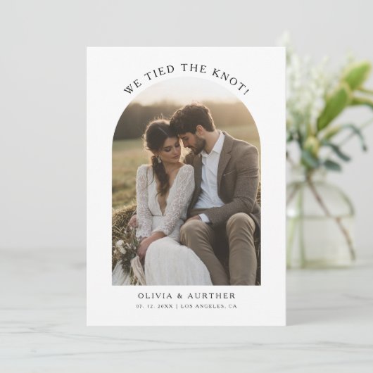 Vluchten Boho Budget We Zijn Getrouwd Trouwfoto Aankondiging (Staand voorkant)