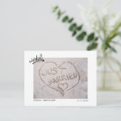 Vluchten Just Married Foto Aankondiging (Staand voorkant)