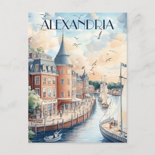 Vluchten naar Alexandria Virginia Briefkaart (Voorkant)