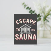 Vluchten naar de Sauna Funny Spa Dag Sauna Liefheb Briefkaart (Staand voorkant)