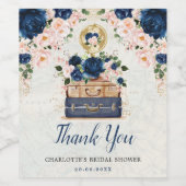 Vluchten naar Mrs. Navy Blush Vrijgezellenfeest Wijn Etiket (Enkel label)