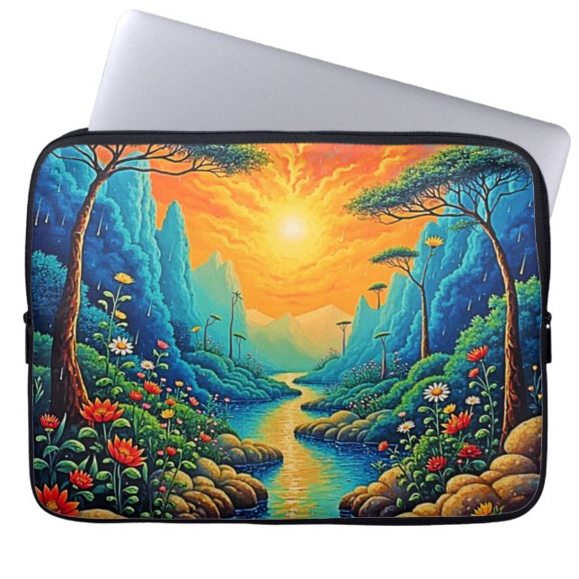 Vluchten naar Natuur Art Design Laptop Sleeve (Voorkant)