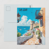 Vluchten naar San Juan Puerto Rico Briefkaart (Voorkant / Achterkant)