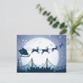 Vluchten naar Santa's Skyline Feestdagenkaart (Staand voorkant)