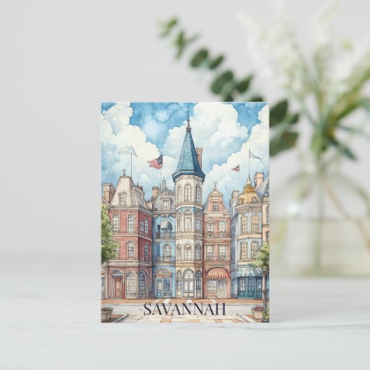 Vluchten naar Savannah Georgia Briefkaart (Staand voorkant)