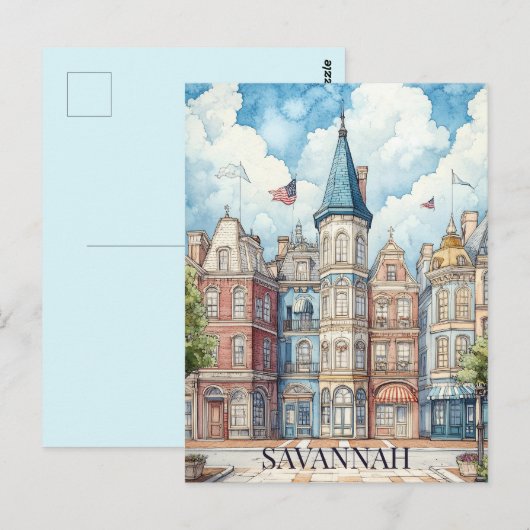 Vluchten naar Savannah Georgia Briefkaart (Voorkant / Achterkant)