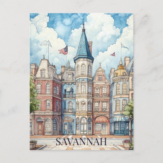 Vluchten naar Savannah Georgia Briefkaart (Voorkant)