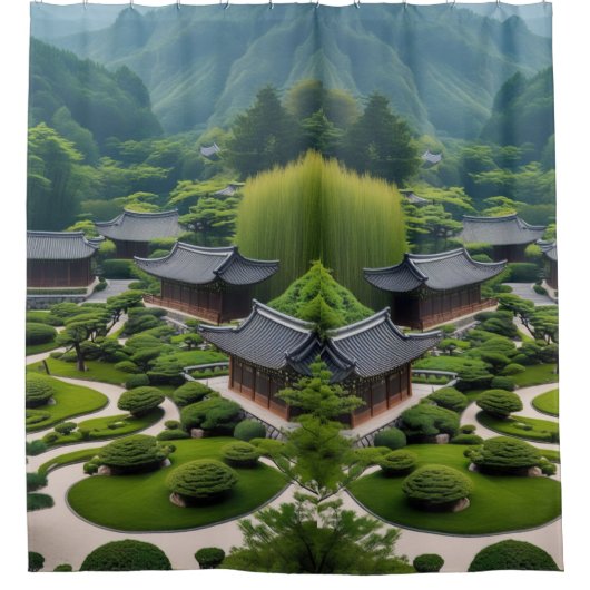 Vluchten naar Serenity - Schilderachtig Mountain Douchegordijn (Voorkant)