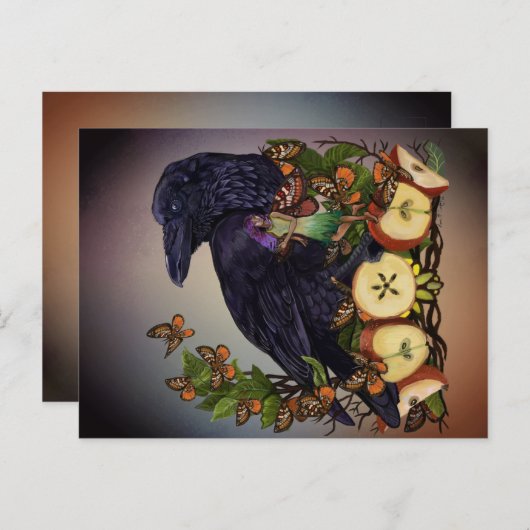 Vluchten van Fantasy Raven Faery Art Briefkaart (Voorkant / Achterkant)