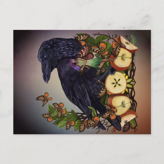 Vluchten van Fantasy Raven Faery Art Briefkaart (Voorkant)