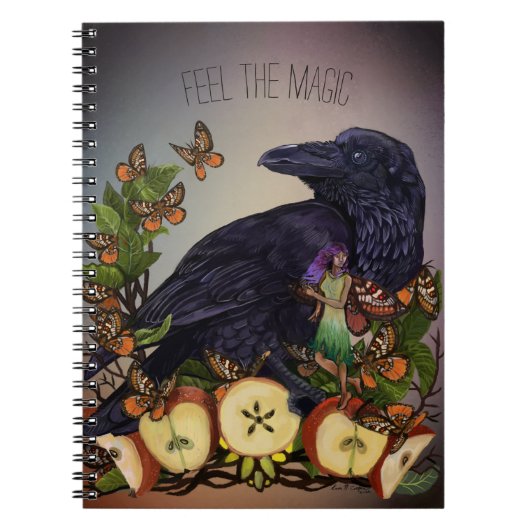 Vluchten van Fantasy Raven Faery Art Notitieboek (Voorkant)