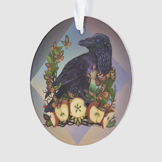 Vluchten van Fantasy Raven Faery Art Ornament (voorkant)