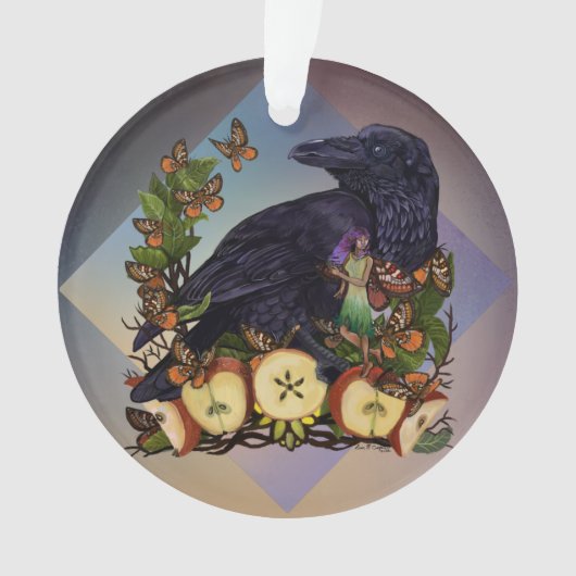 Vluchten van Fantasy Raven Faery Art Ornament (voorkant)