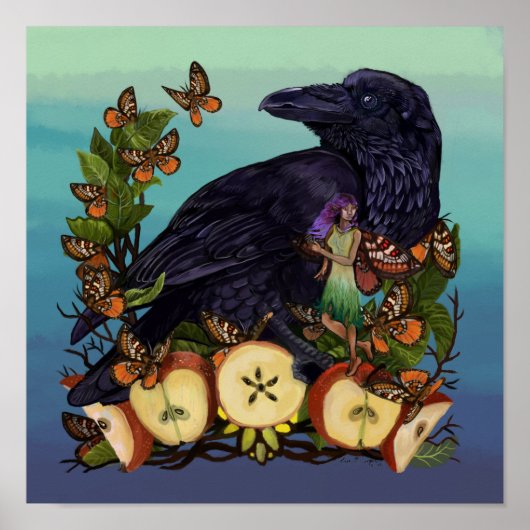 Vluchten van Fantasy Raven Faery Art Poster (Voorkant)