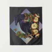 Vluchten van Fantasy Raven Faery Art Wandkleed (Voorkant)