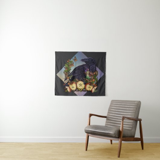 Vluchten van Fantasy Raven Faery Art Wandkleed (In Situ (horizontaal))