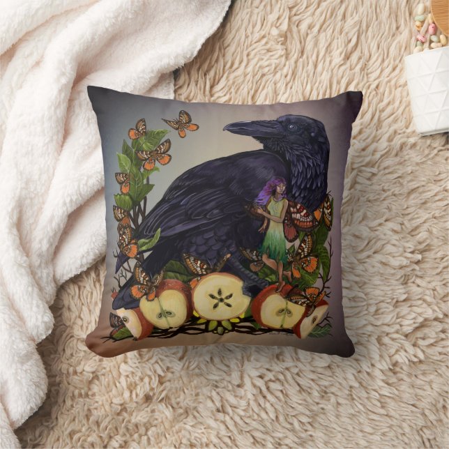 Vluchten van Fantasy Raven Faery Sierkussen (Deken)