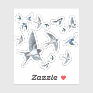Vluchten van zwaluwen in de vlucht  sticker