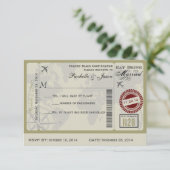 Vluchticket Huwelijk RSVP Kaart (Staand voorkant)