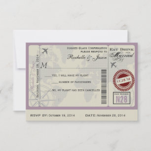 Vluchticket Huwelijk RSVP Kaartje