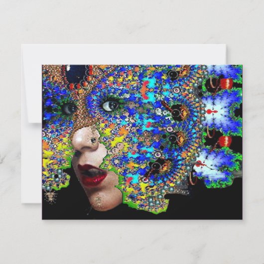 VLUCHTIG Mardi Gras Maskerade Feest, Blauw, Masker Kaart (Voorkant)