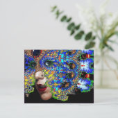 VLUCHTIG Mardi Gras Maskerade Feest, Blauw, Masker Kaart (Staand voorkant)