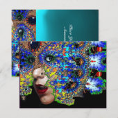 VLUCHTIG Mardi Gras Maskerade Feest, Blauw, Masker Kaart (Voorkant / Achterkant)