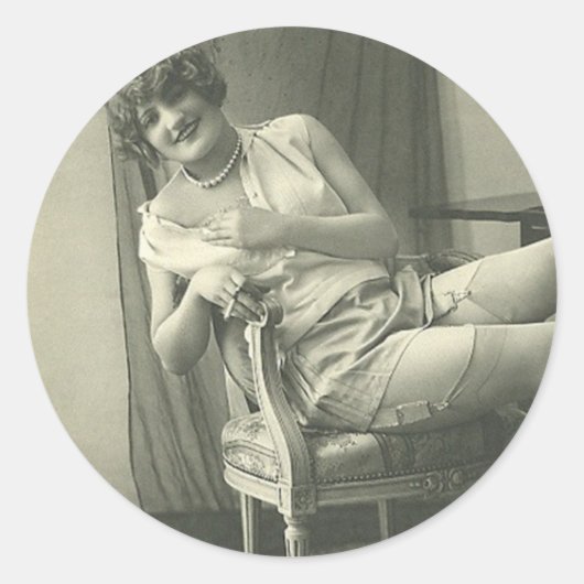 Vluchtige  insteekmeisjes ronde sticker (Voorkant)