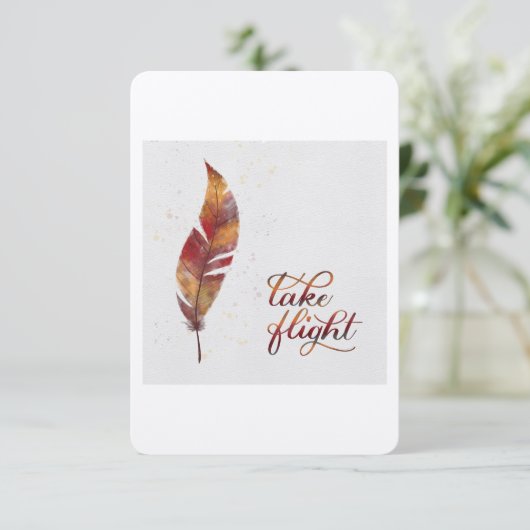 Vluchtkaart met veren bedankkaart (Staand voorkant)