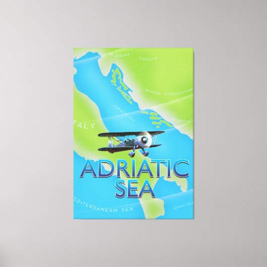 Vluchtkaart van Adriatische Zee Canvas Afdruk (Voorkant)